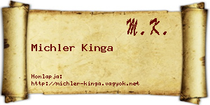 Michler Kinga névjegykártya